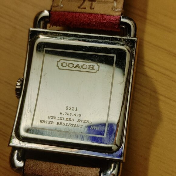 Coach Watch 0221 Swiss Quartz Stainless Square Face Watch Multicolor Leather - Picture 3 of 16